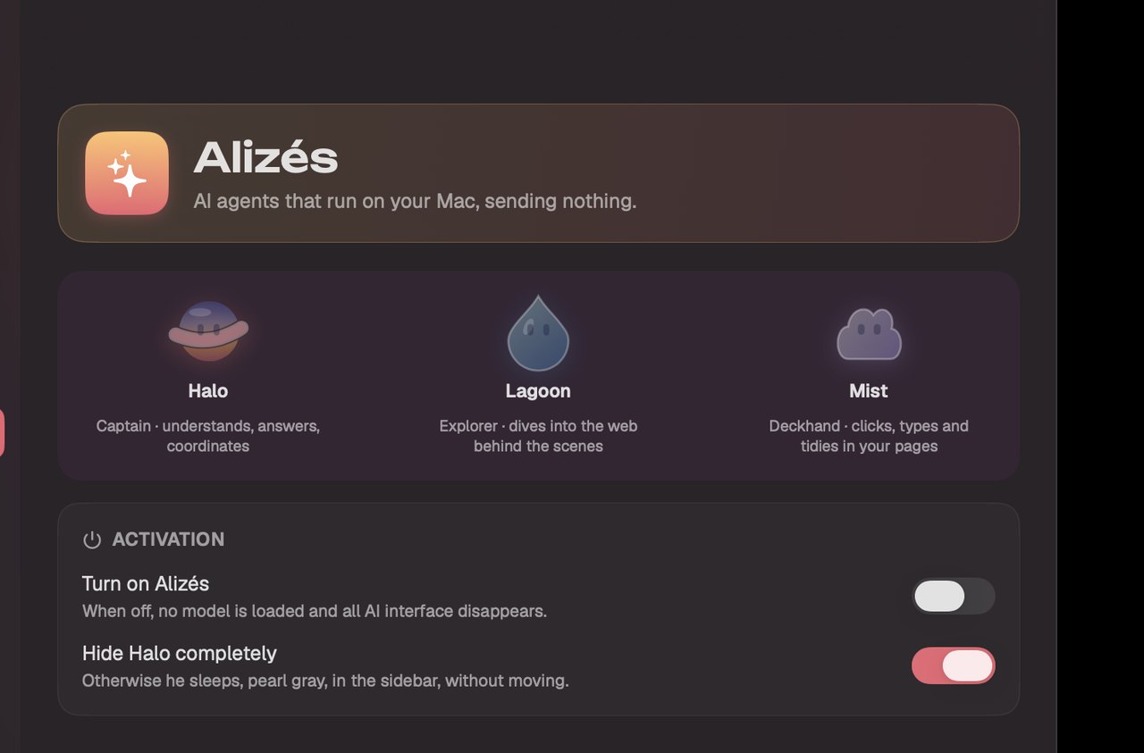 Equator settings — Alizés turned off